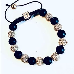 Brazilian Beaded Adjustable bracelet silver & Black, I also have black &  Gold!